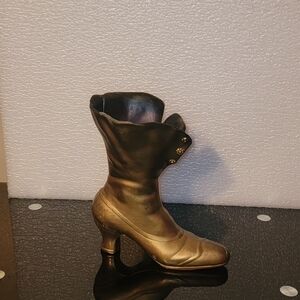 Vintage Brass/metal 10"  Women's Boot Vase